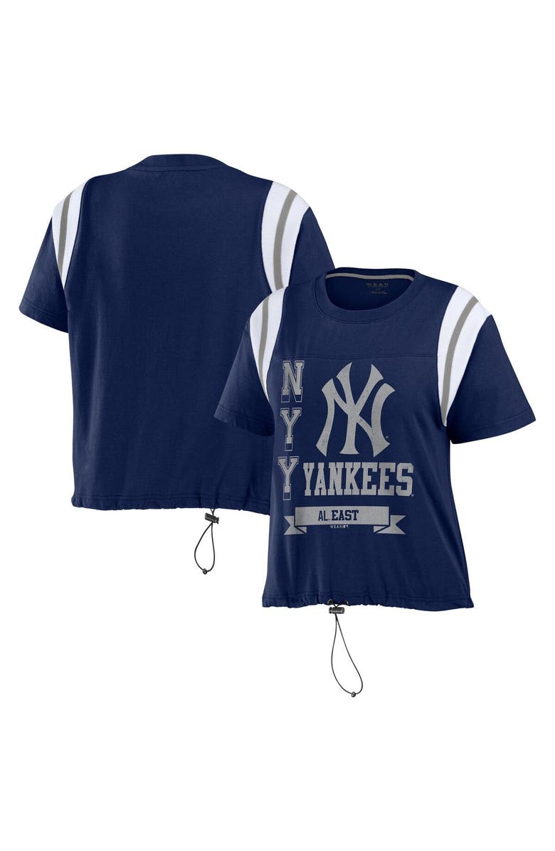 WEAR by Erin Andrews Women
s WEAR by Erin Andrews Navy New York Yankees Cinched Colorblock T-Shirt, Main, color, Navy