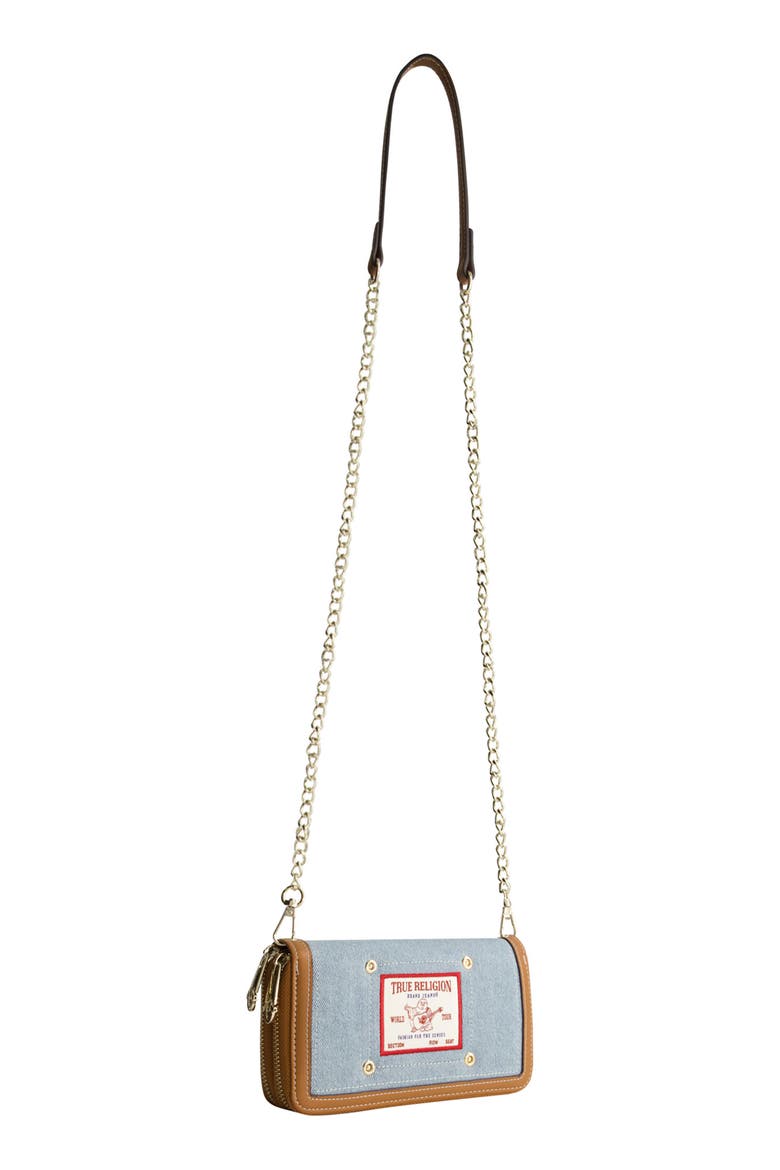 Buddha Patch Double Zip Chain Wallet, Alternate, color, DENIM