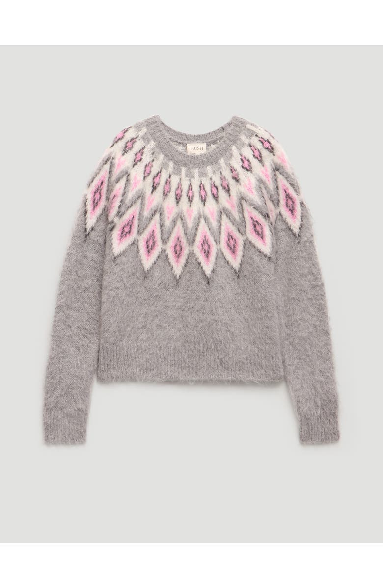 Hush Brushed Fair Isle Mohair Blend Sweater, Alternate, color, Light Grey Marl