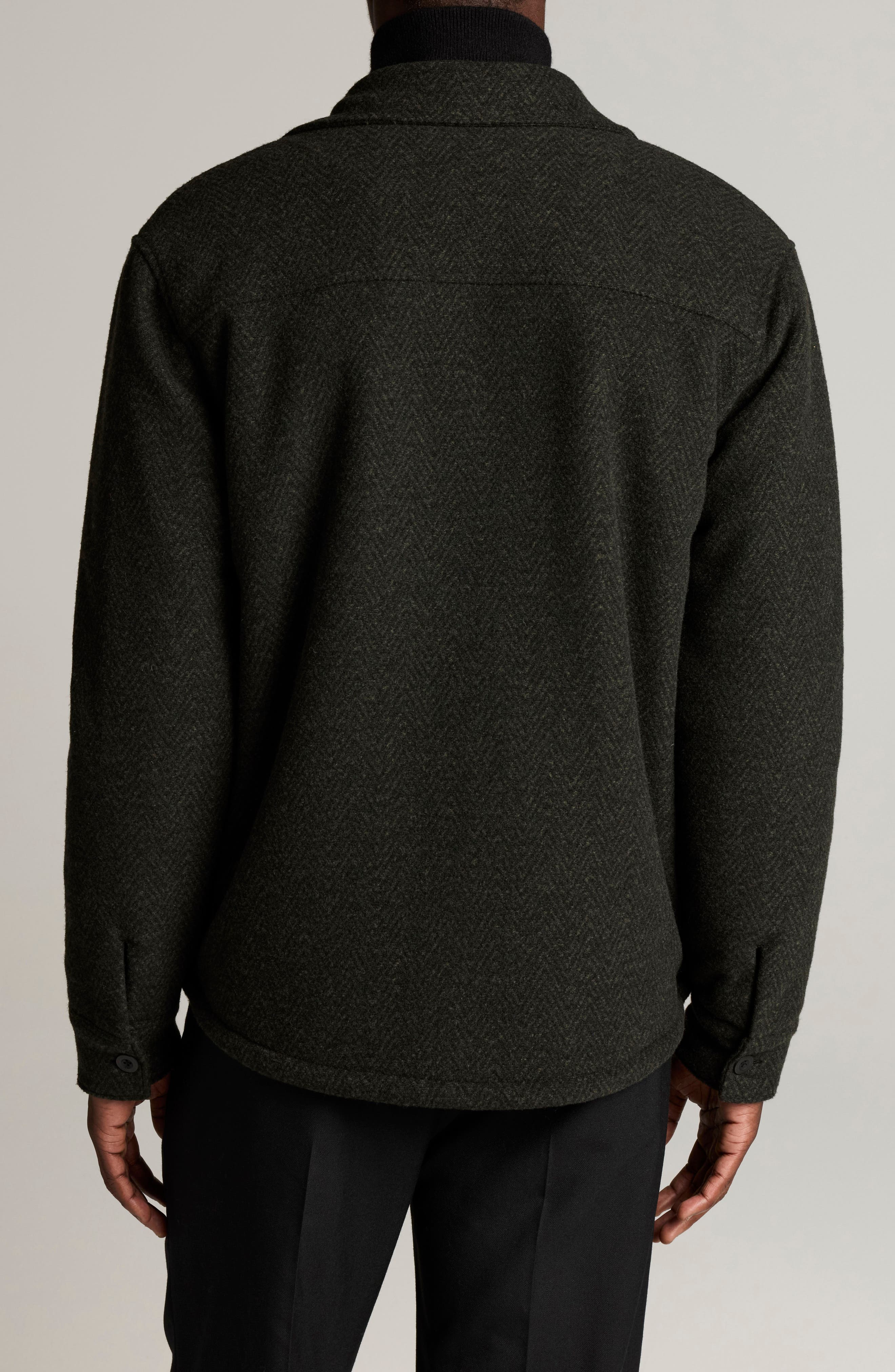 Vince Herringbone Faux Shearling Lined Shirt Jacket (Men) | Nordstrom