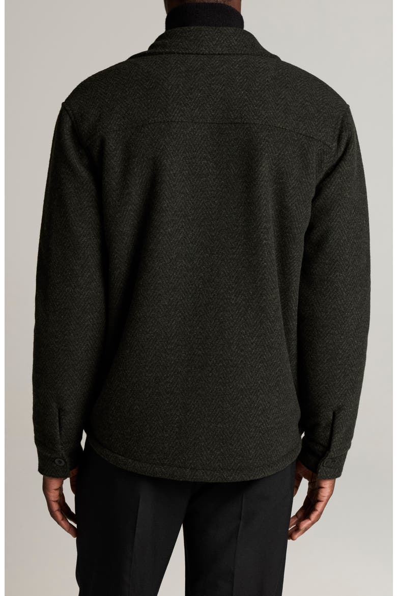 Herringbone Faux Shearling Lined Shirt Jacket, Alternate, color, BARRON GREEN/ BLACK