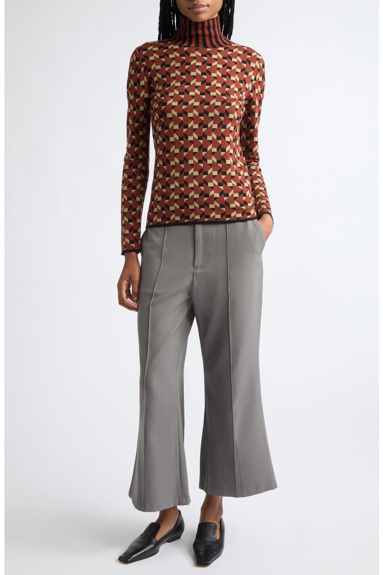 Merino Wool Jacquard Sweater, Alternate, color, BROWN