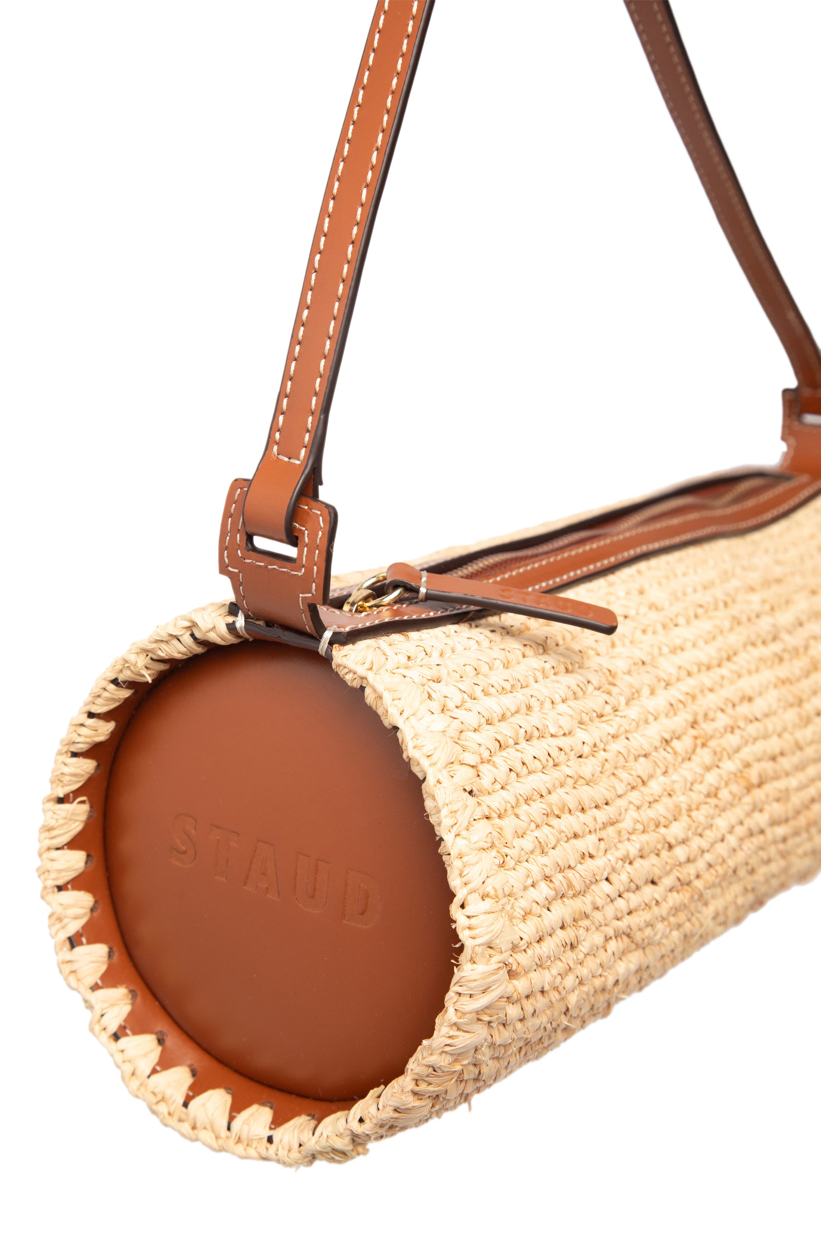 STAUD Mini Taru Raffia Shoulder Bag, Alternate, color, Natural/ Tan