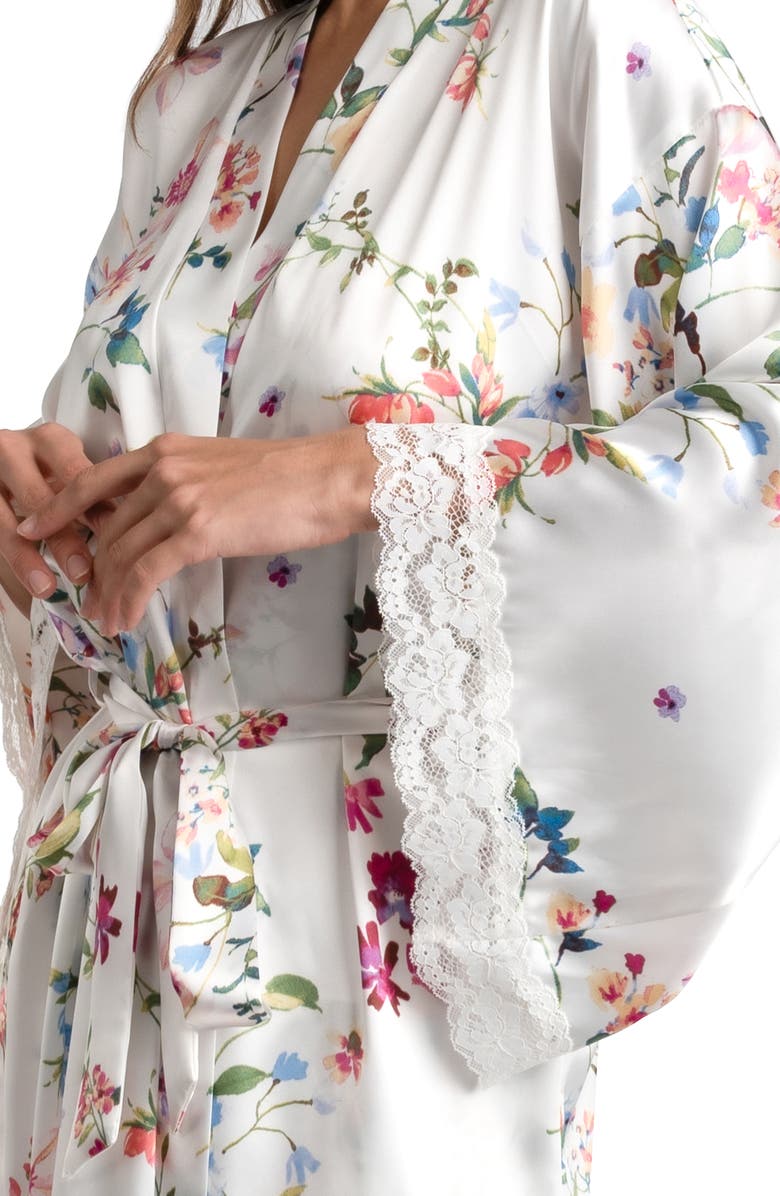 In Bloom by Jonquil Endless Love Floral Lace Trim Satin Wrap, Alternate, color, 