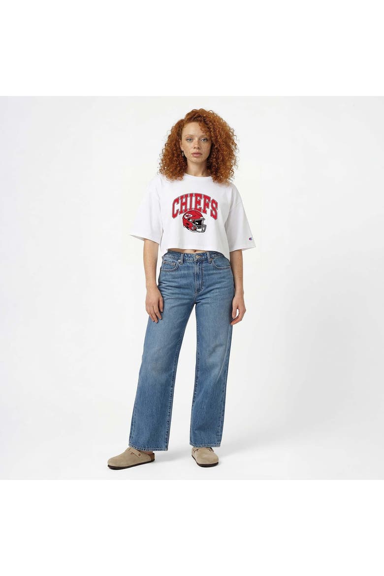 Women's Champion  White Kansas City Chiefs Boyfriend Cropped T-Shirt, Alternate, color, White