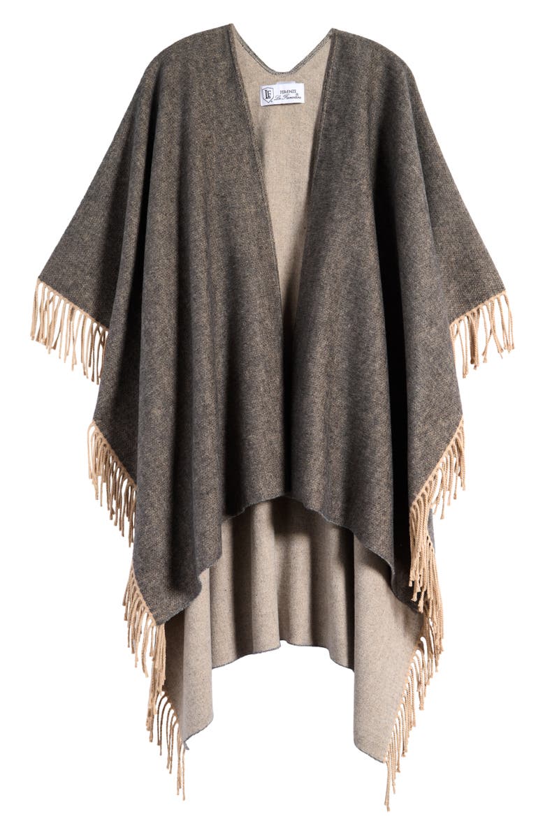 La Fiorentina Fringed Ruana, Main, color, Grey