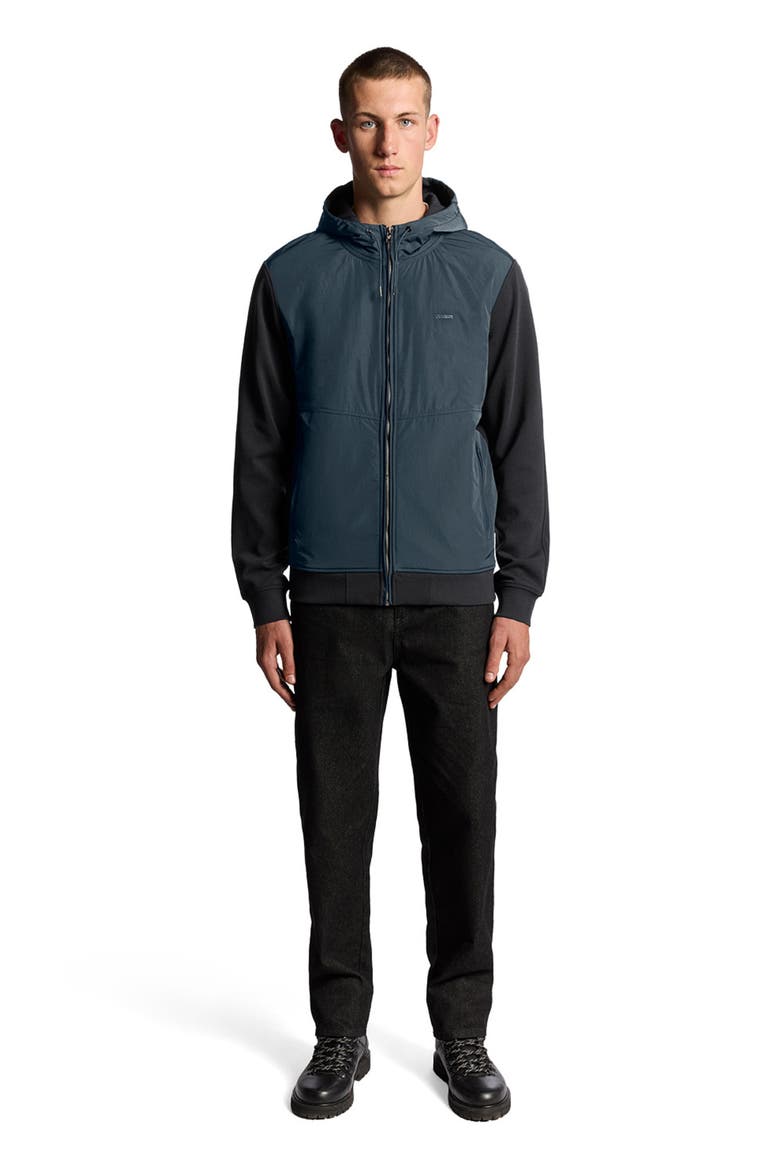 Half Raglan Hybrid Hoodie, Main, color, Dark Navy