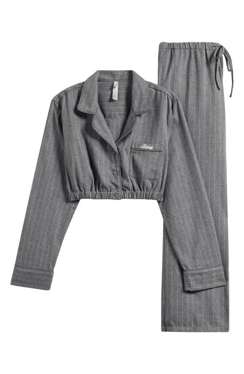 Skims Elevated Flannel Crop Pajamas In Gray