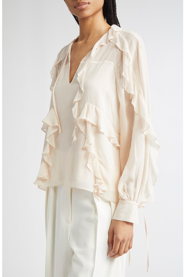 Zaria Ruffle Tie Neck Top, Alternate, color, PALE PINK