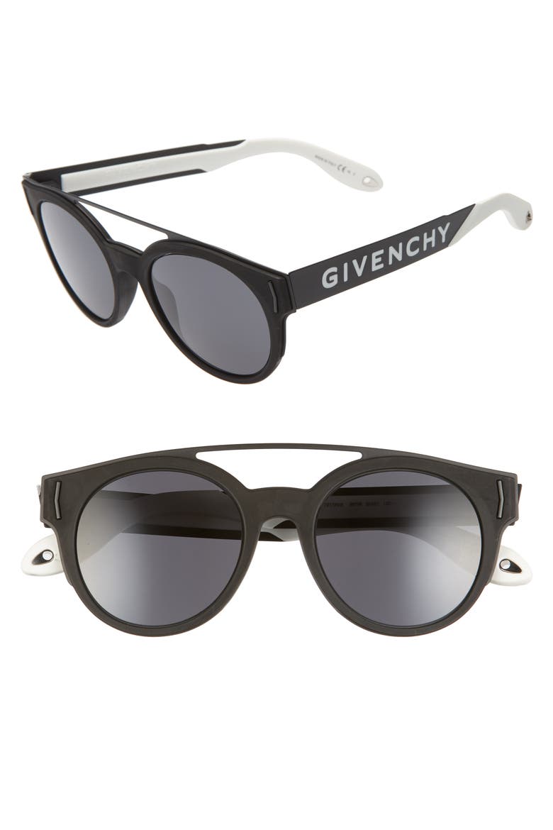 50mm Round Sunglasses, Main, color, BLACK