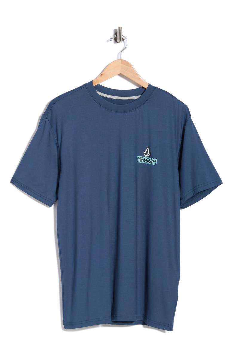 Volcom Crawdad Skeller Swim T-Shirt, Main, color, Deep Blue