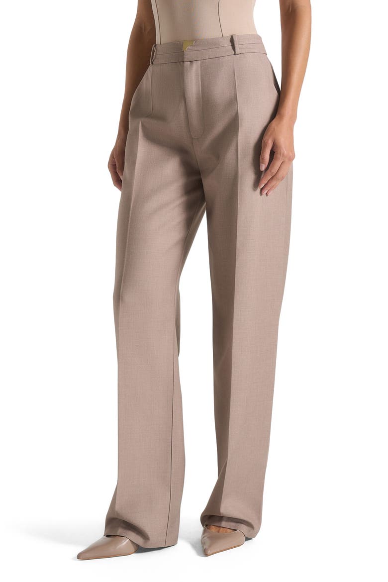 Doria Tailored Trousers With Waistband Detail, Alternate, color, Taupe