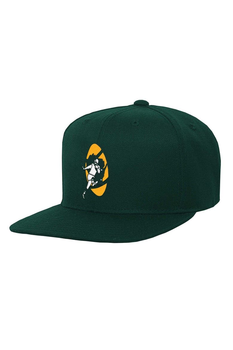 Youth Mitchell & Ness Green Green Bay Packers Gridiron Classics Ground Snapback Hat, Main, color, Green