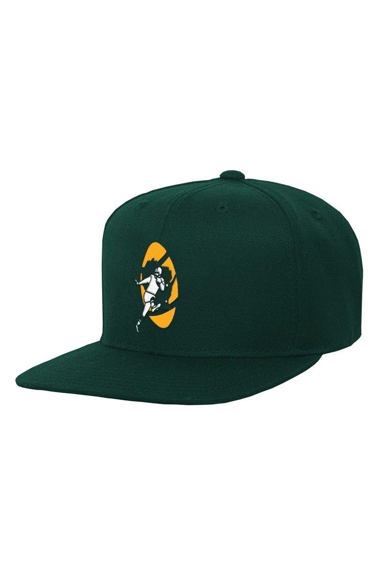 Mitchell & Ness Youth Mitchell & Ness Green Green Bay Packers Gridiron Classics Ground Snapback Hat, Main, color, Green