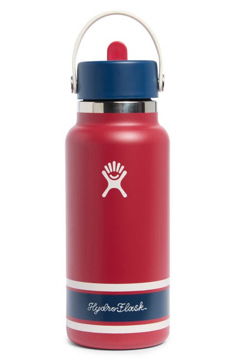 32-Ounce Wide Mouth Travel Water Bottle with Flex Straw Cap