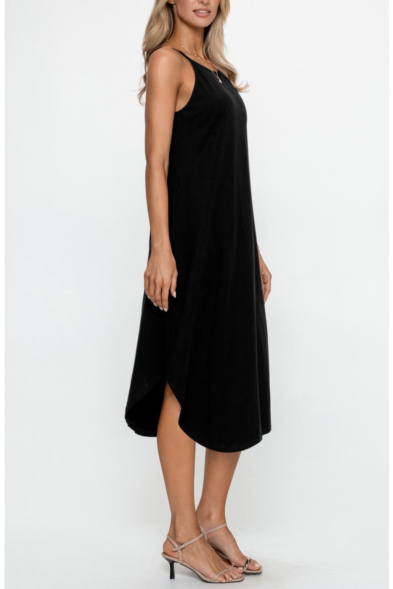 Sleeveless Curve Hem Midi Dress, Alternate, color, BLACK