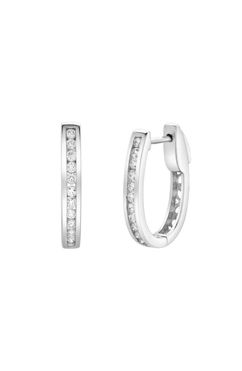 LuvMyJewelry Callaluna Channel-Set Diamond Huggie Hoop Earrings in 14K Gold, Alternate, color, 14K White Gold
