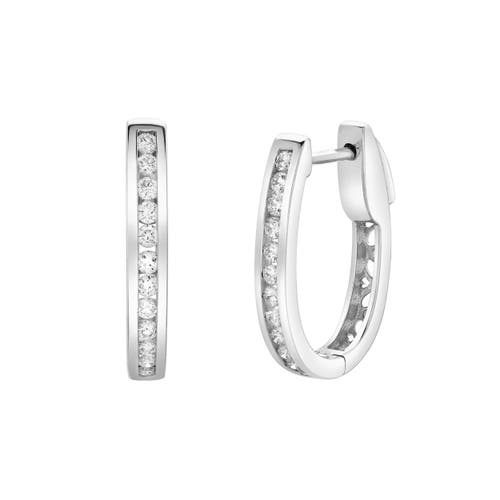Luvmyjewelry Callaluna Channel-set Diamond Huggie Hoop Earrings In 14k Gold In Gray