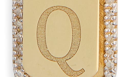 Meshmerise Diamond Initial Dog Tag Pendant Necklace In Yellow-q