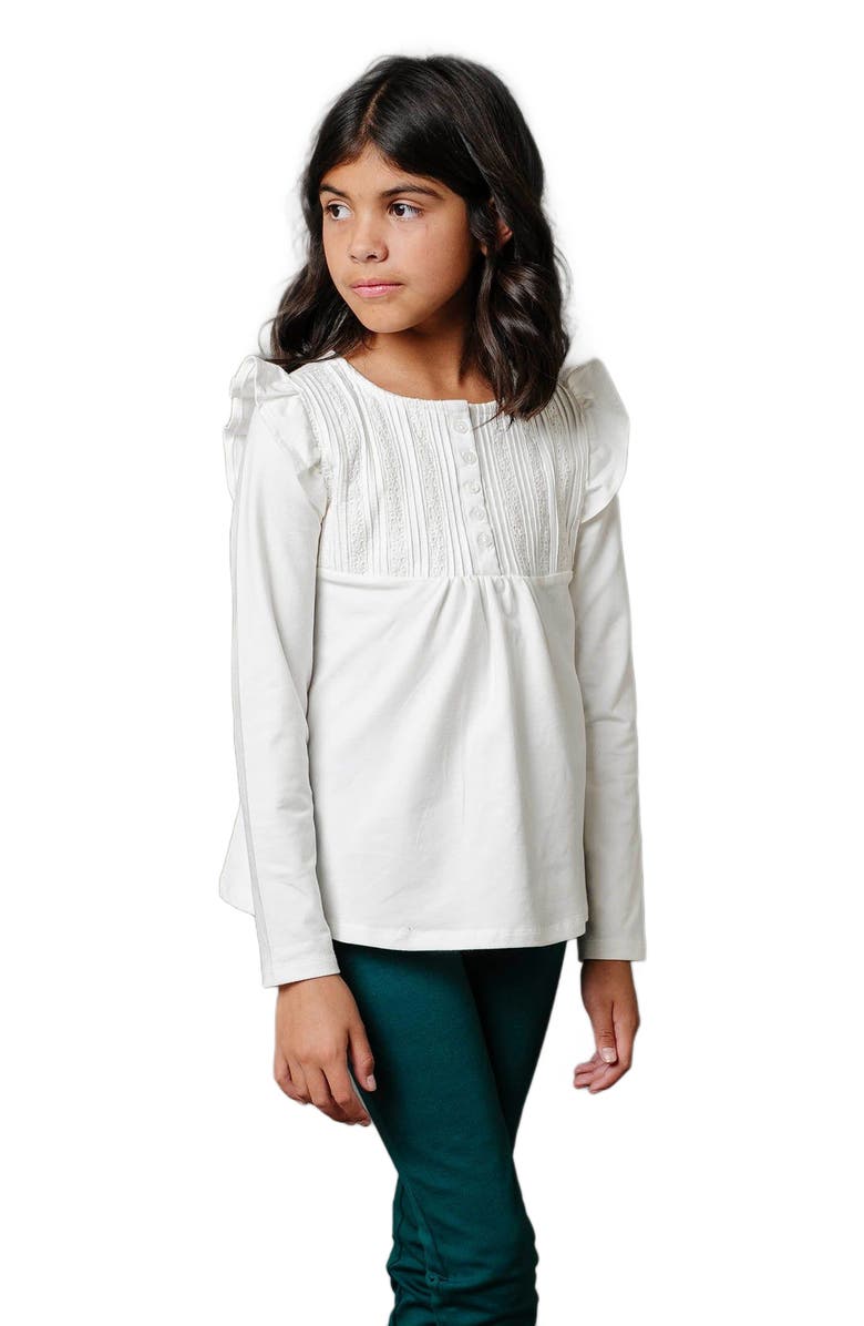 Hope & Henry Girls' Organic Pintuck Flutter Knit Top, Kids, Alternate, color,