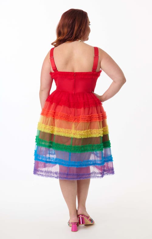Unique Vintage Plus Size Tiered Sheer Swing Dress In Multi