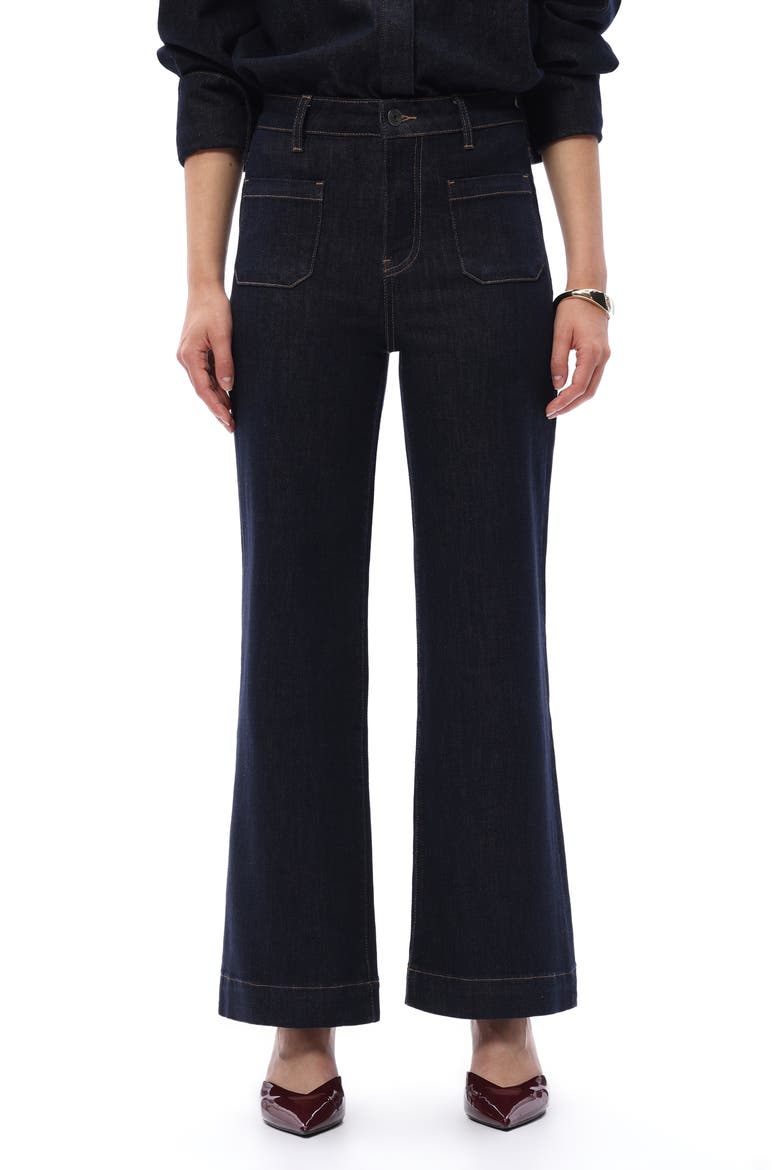 Patch Pocket High Waist Wide Leg Jeans, Main, color, RINSE WASH
