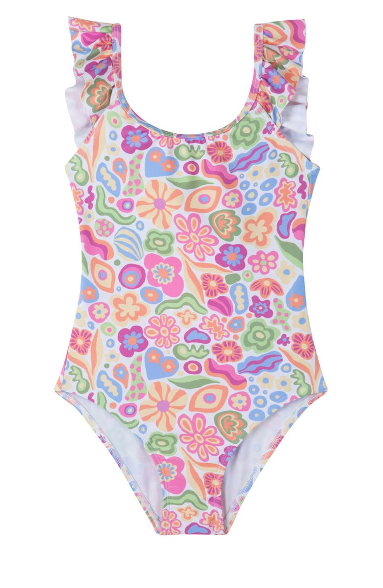 Gottex Kids Under the Sea Square Neck Ruffle One Piece, Main, color, Multi