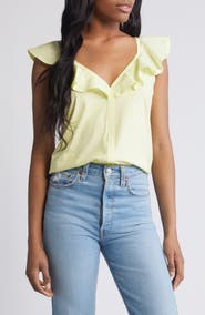 Nation LTD Neah Ruffle Cotton Blend Tank