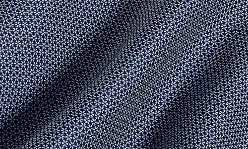 David Donahue Microprint Short Sleeve Cotton Button-up Shirt In Navy