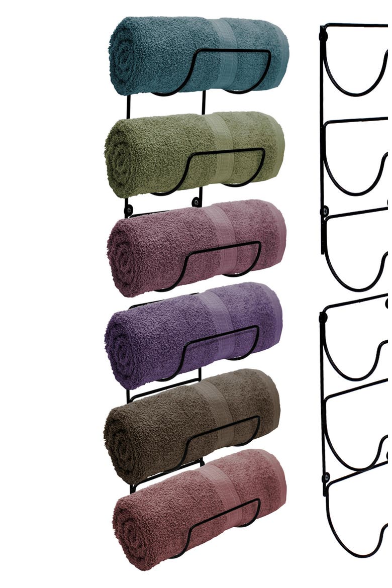 Set of 2 Wall Mount Towel Racks, Alternate, color, BLACK