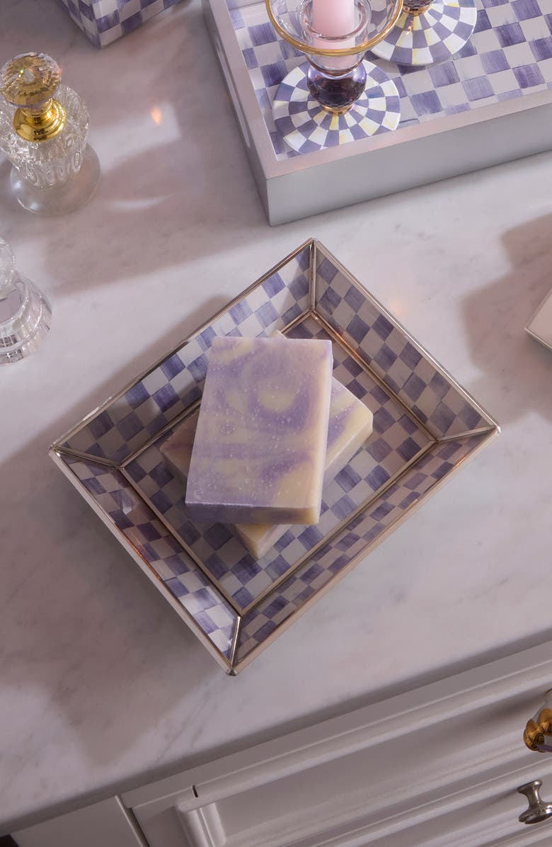 MACKENZIE CHILDS Violet Check Small Glass Tray, Alternate, color, Violet