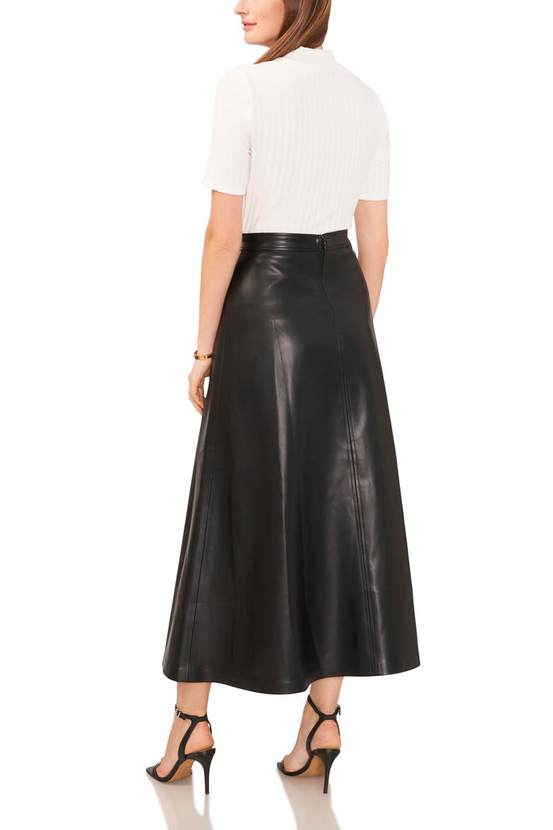 Faux Leather A-Line Skirt, Alternate, color, RICH BLACK