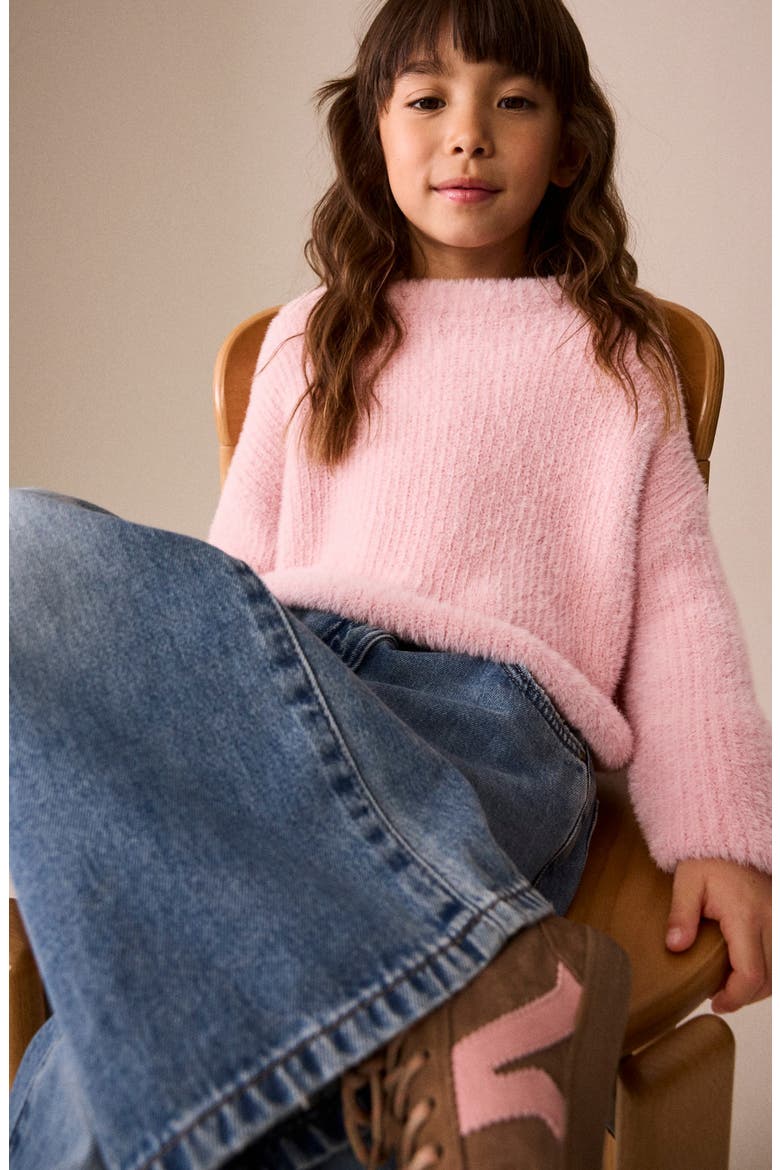 Kids' Eyelash Knit Sweater, Alternate, color, PINK