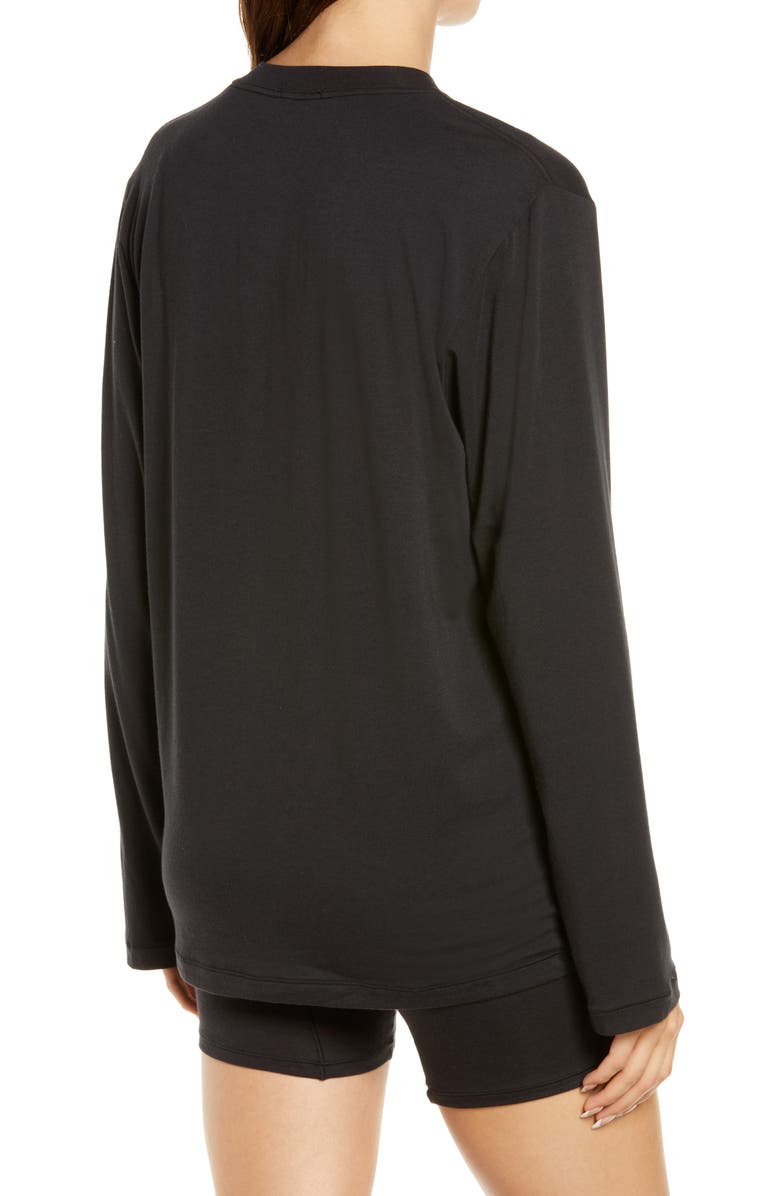 SKIMS Boyfriend Long Sleeve T-Shirt, Alternate, color, Onyx