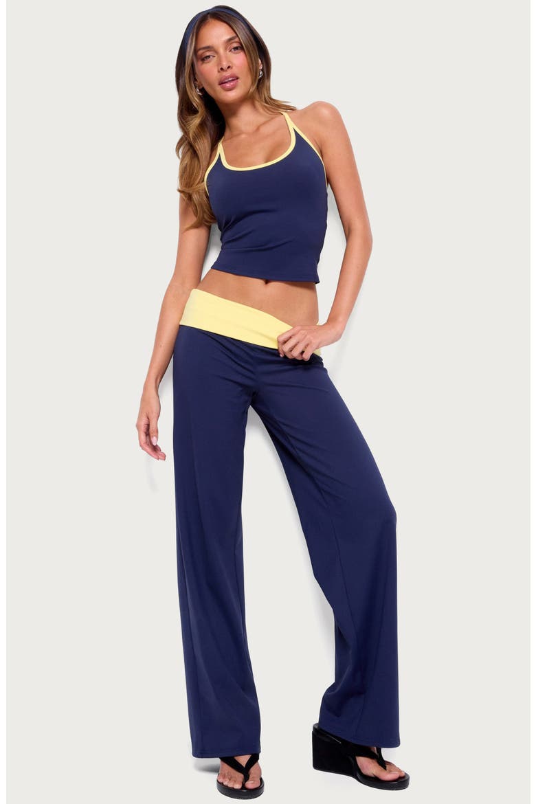 Dayna Contrast Halter Top, Alternate, color, NAVY