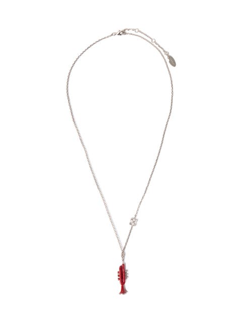 Men's Enameled Trumpet Pendant Chain Necklace
