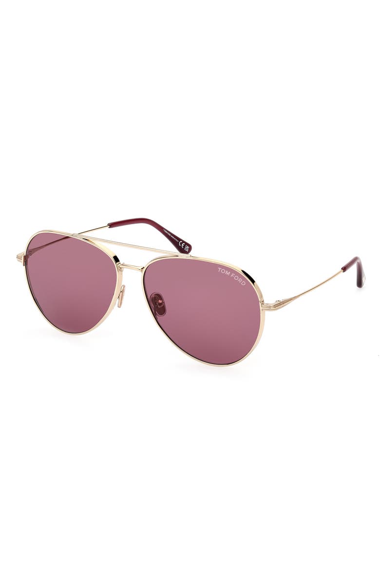 TOM FORD Dashel 62mm Oversize Aviator Sunglasses, Alternate, color, 