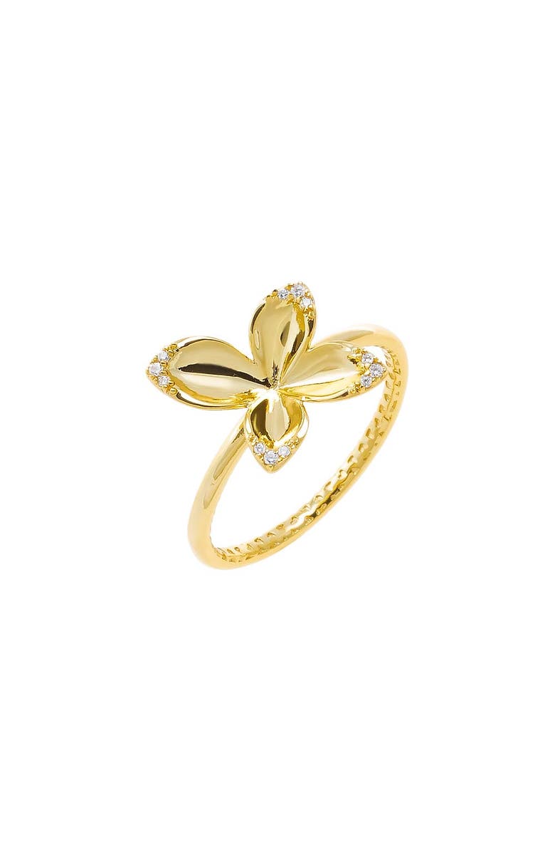 BY ADINA EDEN Pave Accented Four Leaf Flower Ring, Main, color, 