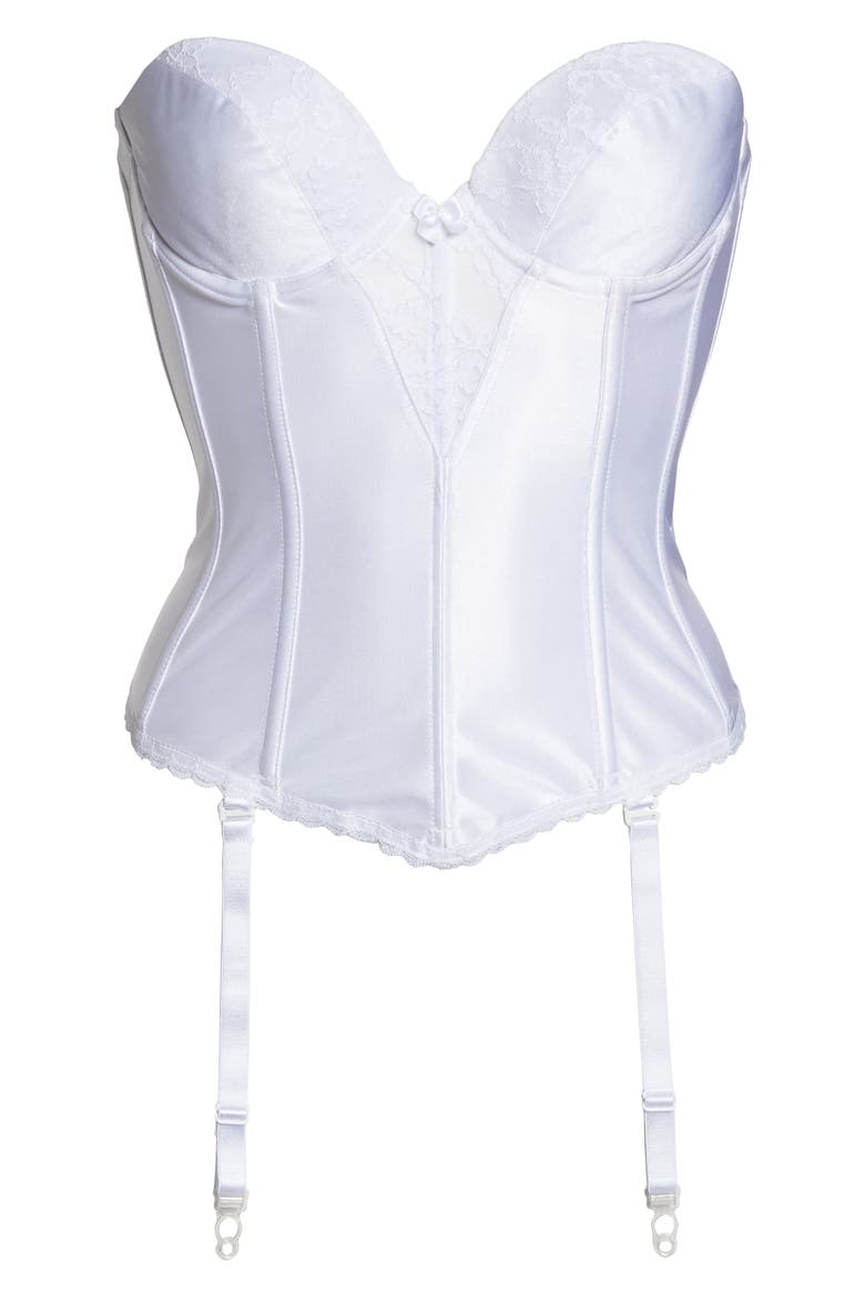 Convertible Low Back Satin Bustier, Alternate, color, WHITE