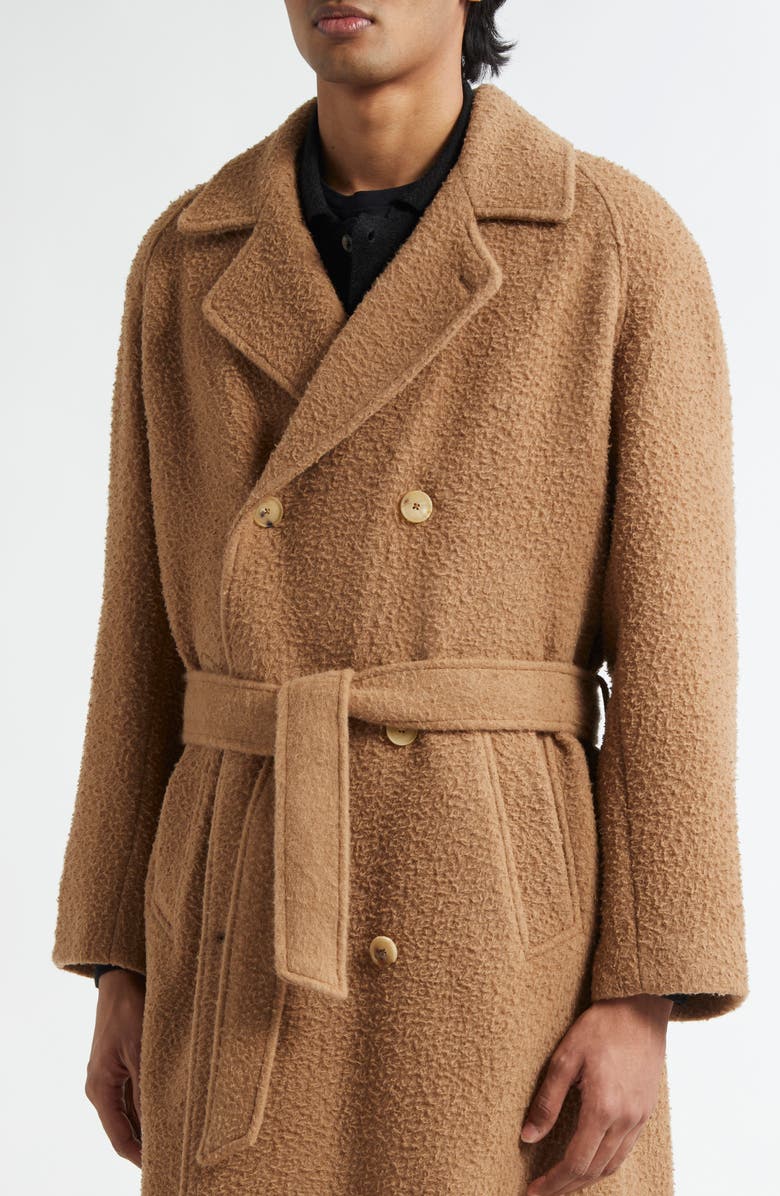 De Bonne Facture Grandad Belted Camel Hair Double Breasted Coat, Alternate, color, 