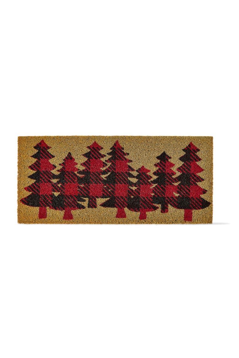 Coir Estate Mat Tis This Season Red Green Pine Trees, Main, color, Red