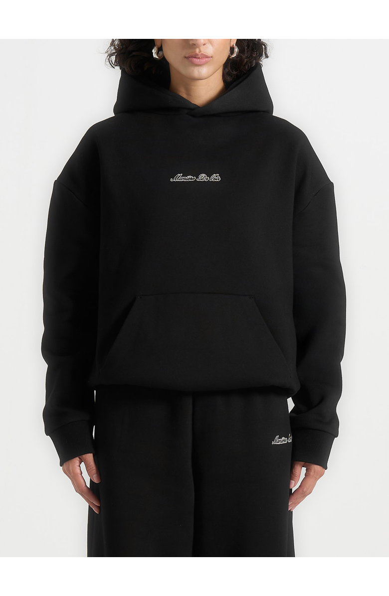 Manière De Voir Unisex Signature Relaxed Fit Hoodie, Alternate, color, Black
