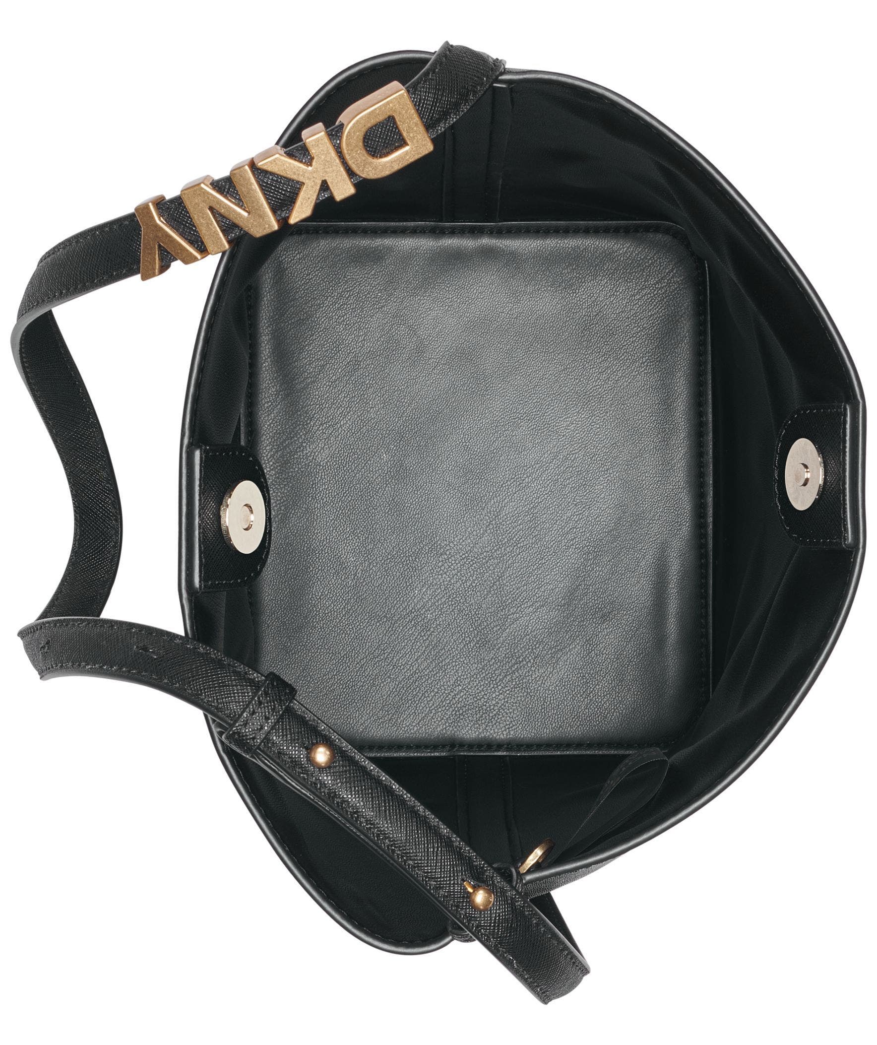 DKNY Avril Bucket Bag, Alternate, color, Black/Gold