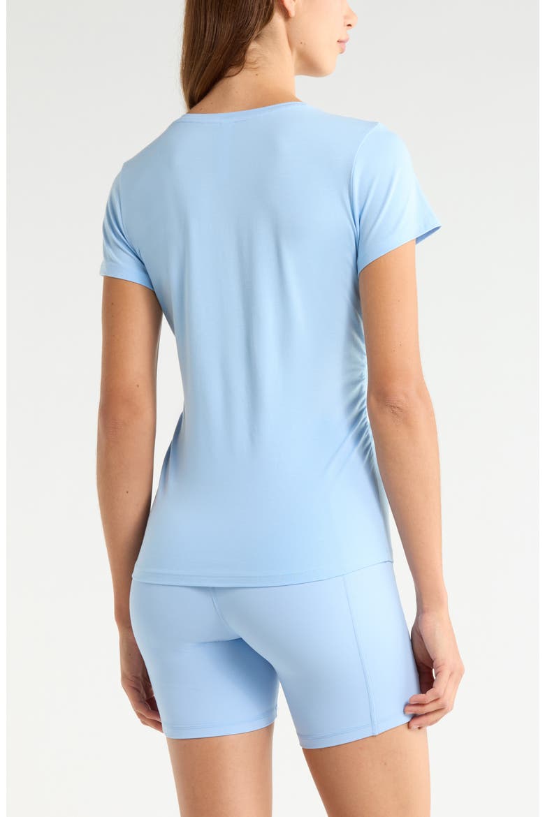 Ruched V-Neck T-Shirt, Alternate, color, BLUE PLACID