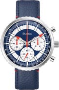 BULOVA Archive Series Chronograph Leather Strap Watch, 46mm