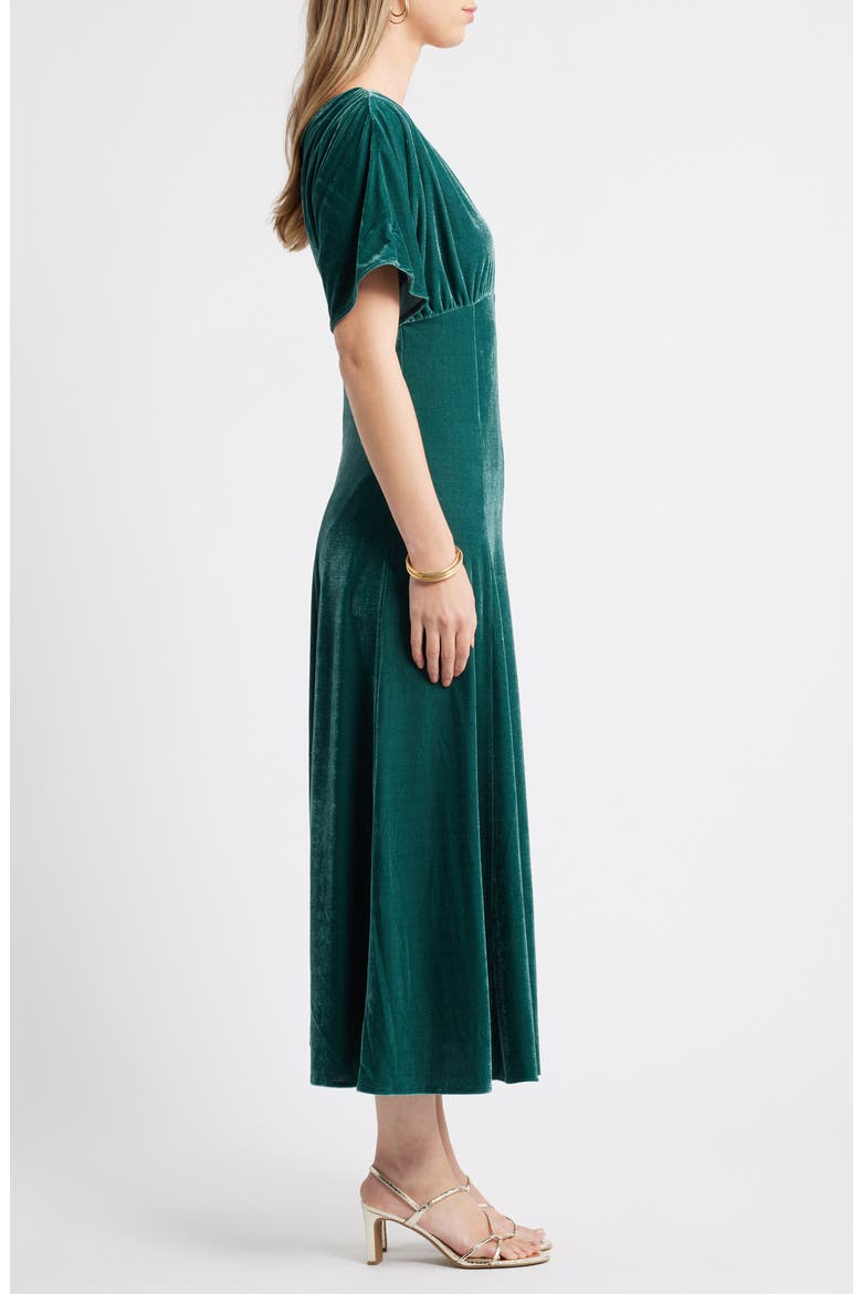 Velvet V-Neck Maxi Dress, Alternate, color, GREEN PONDEROSA