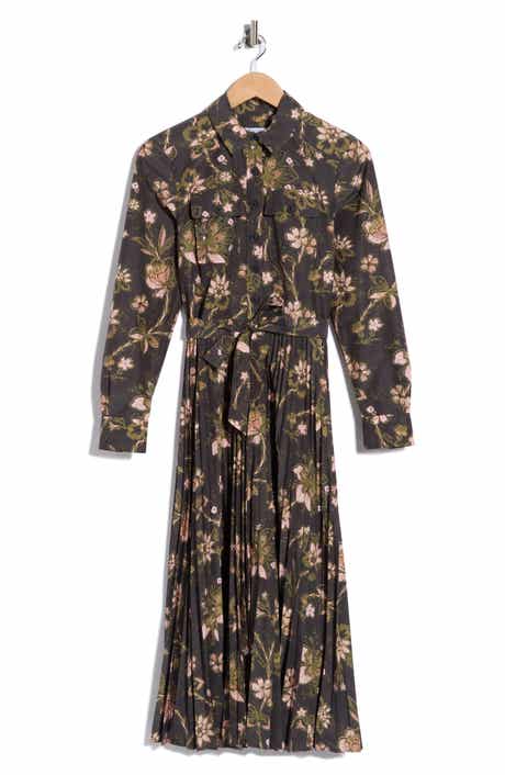 Kenza Pleated Long Sleeve Shirtdress