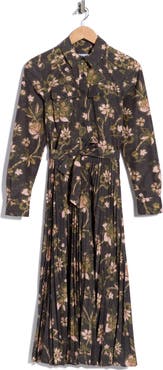 Derek Lam 10 Crosby Kenza Pleated Long Sleeve Shirtdress