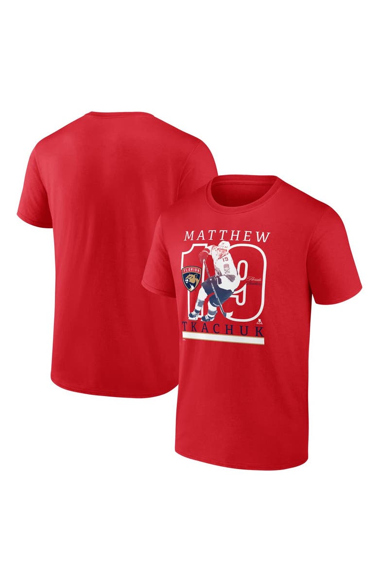 FANATICS Men's Fanatics Matthew Tkachuk Athletic Red Florida Panthers Player T-Shirt, Alternate, color, Athletic Red
