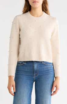 Imitation Pearl Crewneck Sweater
